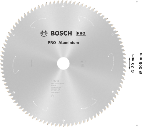 Lamă de ferăstrău circular Bosch PRO din aluminiu, 305 mm, pentru ferăstraie fără fir.