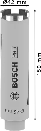 Freză de carote Bosch PRO, uscată, 42 x 150 mm, G 1/2 inch.