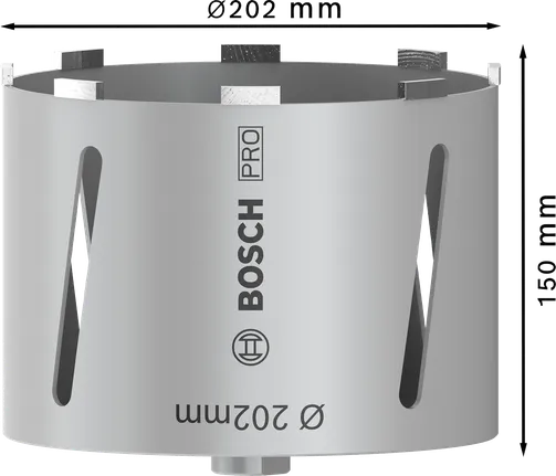 Freză de carote Bosch PRO uscată 202x150 mm pentru zidărie.