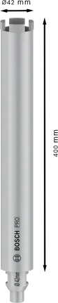 Carotă Bosch PRO umedă 42x400 mm pentru găurire de precizie.