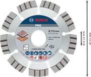Disc diamantat Bosch PRO Stone 115 mm pentru tăierea pietrei.