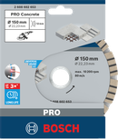 Disc diamantat pentru beton Bosch PRO 150×22,23 mm.