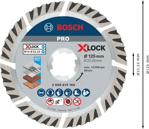 Disc diamantat multimaterial Bosch PRO 125 mm X-Lock.