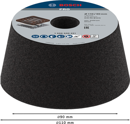 Disc conic metalic Bosch PRO G16 pentru șlefuire.