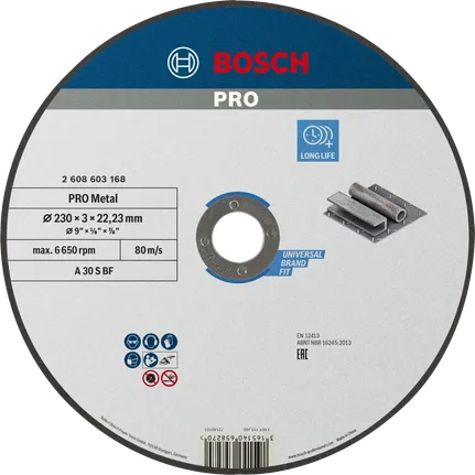 Disc de tăiere cu liant metalic Bosch PRO 230 x 3 x 22,23 mm.