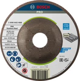 Disc de șlefuit Bosch PRO din oțel inoxidabil 125 mm pentru oțel inoxidabil.