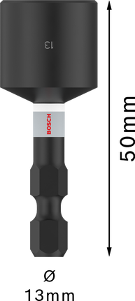 Cheie de chei cu impact Bosch PRO Nutschei 13 x 50 mm pentru șuruburi hexagonale.