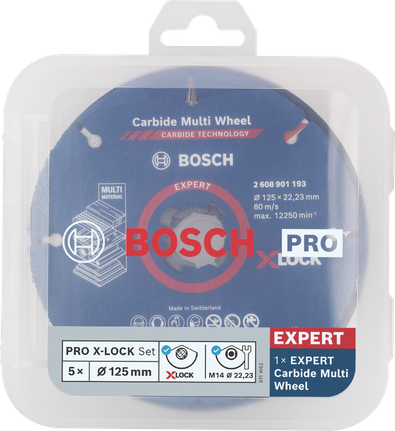 Set de tăiere Bosch PRO X-LOCK 125×1×22,23 mm.