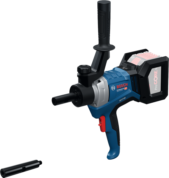 Mixer de noroi fără fir Bosch GRW 18V-120 cu mâner lateral.