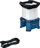 Lampă de lucru de șantier Bosch GLA 18VH-7500 cu cablu de alimentare.