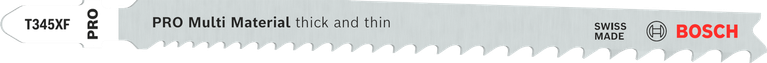 Lamă de ferăstrău pendular Bosch PRO Multi Material T345XF pentru tăieturi groase și subțiri.