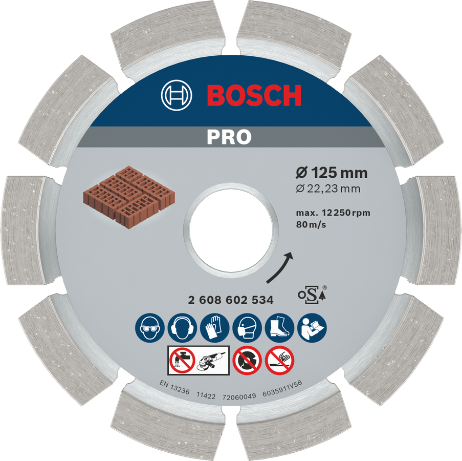 Disc diamantat pentru mortar Bosch PRO 125 mm pentru tăierea zidăriei.