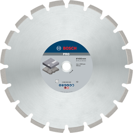 Disc diamantat pentru asfalt Bosch PRO, diametru 400 mm.