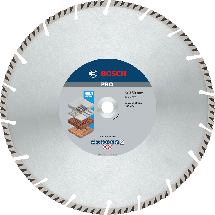 Disc diamantat multimaterial Bosch PRO, diametru 350 mm.