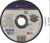 Disc de tăiere Bosch PRO pentru oțel inoxidabil și metal, 125 mm.