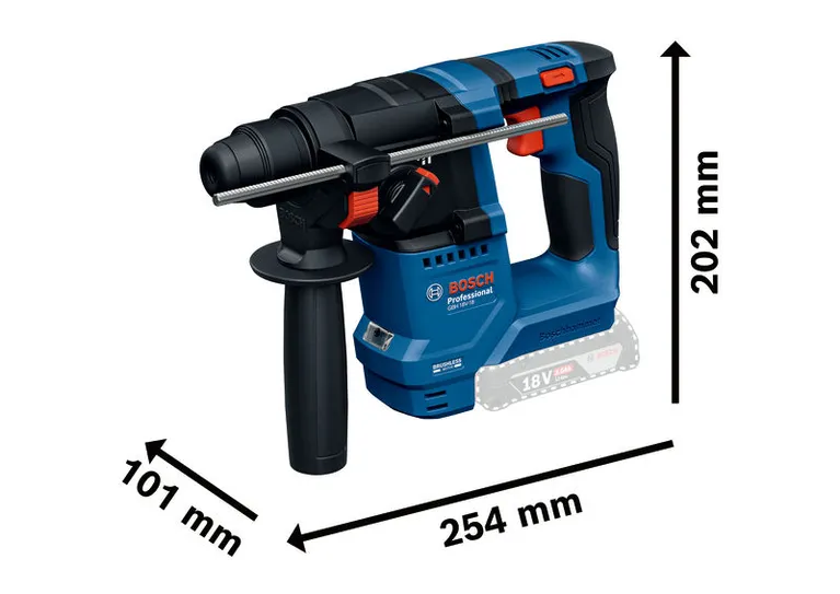Ciocan rotopercutor Bosch GBH 18V-18, design fără fir de 18V.