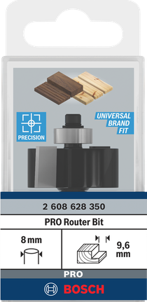 Freză Bosch PRO cu fălțuire 9,6 mm, tijă de 8 mm.