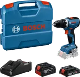 Set de mașina de găurit fără fir Bosch GSR 18V-65 cu baterii și cutie.