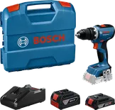Set de mașina de găurit fără fir Bosch GSR 18V-65 cu baterii și cutie.