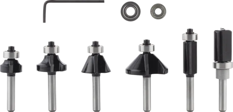 Set de freze și muchii Bosch PRO, 6 bucăți, tijă de 1/4 inch.