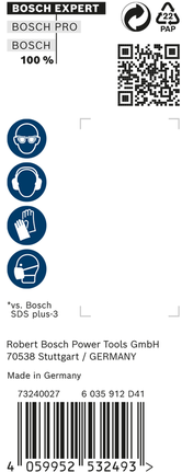 Etichetă de siguranță pentru burghiul cu percuție Bosch EXPERT SDS plus-7X.