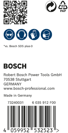 Etichetă de siguranță și de produs pentru burghiul cu percuție Bosch EXPERT SDS plus-7X.