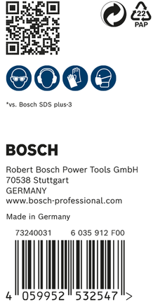 Etichetă de siguranță și de produs pentru burghiul cu percuție Bosch EXPERT SDS plus-7X.