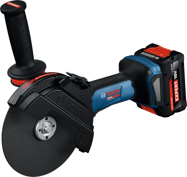 Polizor unghiular fără fir Bosch EXWS18V-180P cu baterie de 18V.