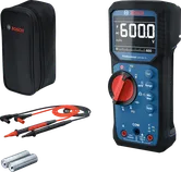 Multimetru digital Bosch GDM 600-15 cu sonde și carcasă.