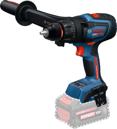 Mașină de găurit/șurubelniță fără fir Bosch EXSR18V-150 cu mâner lateral.