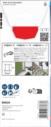 Lamă de tăiere cu imersie Bosch MetalMax 32×70 mm.