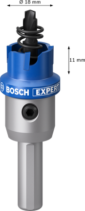 Coroană pentru tablă Bosch EXPERT, 18 mm, cu arbore.