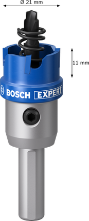 Coroană pentru tablă Bosch EXPERT de 21 mm cu arbore.