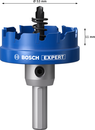 Coroană pentru tablă Bosch EXPERT de 53 mm pentru tăiere rapidă a metalului.