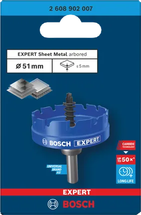 Coroană pentru tablă Bosch de 51 mm cu arbore.