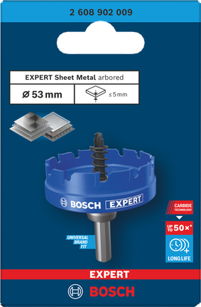 Coroană pentru tablă Bosch EXPERT, 53 mm, cu arbore.