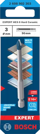 Burghiu ceramică dură Bosch EXPERT HEX-9 3×90 mm.