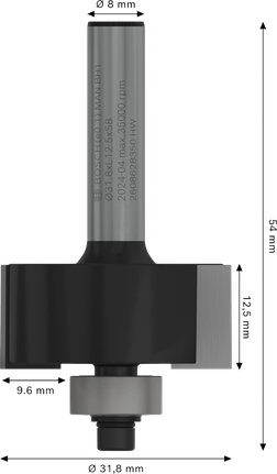 Freză de freză Bosch PRO cu nețeluș de 9,6 mm, tijă de 8 mm.