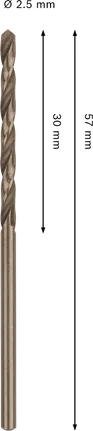 Burghiu spiralat Bosch PRO din oțel inoxidabil HSS-Co, 2,5 mm.