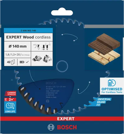 Lamă de ferăstrău circular fără fir Bosch EXPERT Wood 140 mm T42.