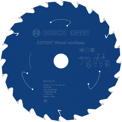 Lamă de ferăstrău circular fără fir Bosch EXPERT Wood, 165 mm.