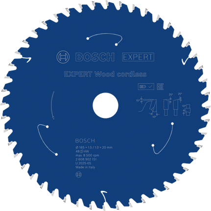 Lamă de ferăstrău circular fără fir Bosch EXPERT Wood, 165 mm.