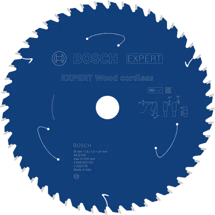Lamă de ferăstrău circular fără fir Bosch EXPERT Wood, 48 de dinți.