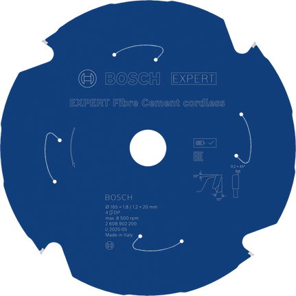 Lamă de ferăstrău circular fără fir pentru fibrociment Bosch EXPERT, 165 mm.