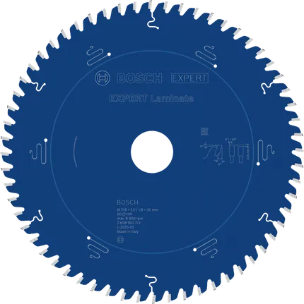 Lamă de ferăstrău circular pentru laminat Bosch EXPERT, diametru 216 mm.