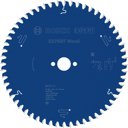 Lamă de ferăstrău circular pentru lemn Bosch EXPERT, 190 mm, 56 de dinți.