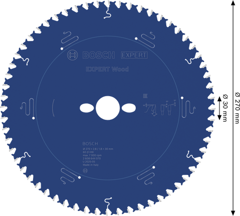 Lamă de ferăstrău circular pentru lemn Bosch EXPERT 270 mm T60.
