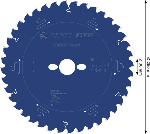 Lamă de ferăstrău circular pentru lemn Bosch EXPERT 250 mm T40.