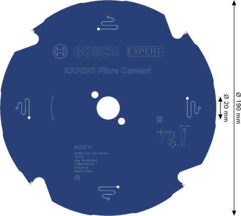 Lamă de ferăstrău circular pentru fibrociment Bosch EXPERT, 190 mm.