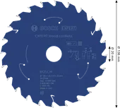 Lamă de ferăstrău circular fără fir Bosch EXPERT Wood, 136 mm 24 dinți.